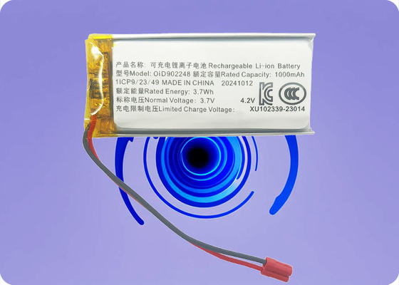 3.7V 1080mAh Lithium Polymer Battery with 500 Cycles and 2C Discharge