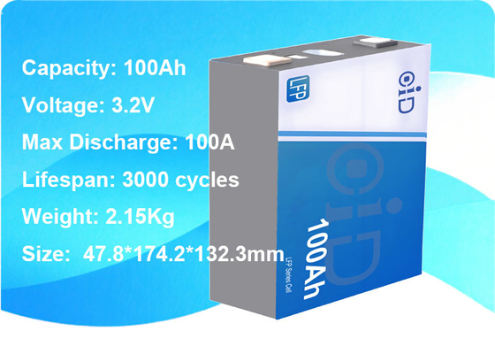3.2V 100Ah LiFePO4 Battery 3000 Cycles for Solar Energy Storage